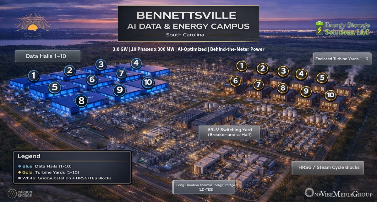 Bennettsville AI Data and Energy Campus aerial render